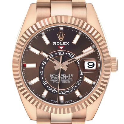 Sky-Dweller 42mm Rose Gold Chocolate Brown Dial Mens Watch 326935