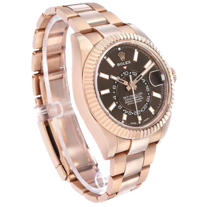 Sky-Dweller 42mm Rose Gold Chocolate Brown Dial Mens Watch 326935