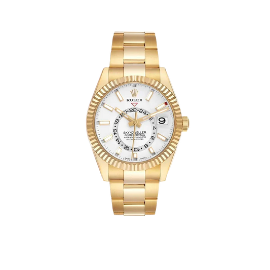Sky-Dweller 42mm Yellow Gold White Dial Automatic Mens Watch 326938