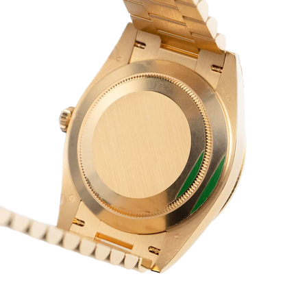 Day-Date 40 228398TBR Yellow Gold Mother of Pearl Diamond Baguette Dial and Bezel